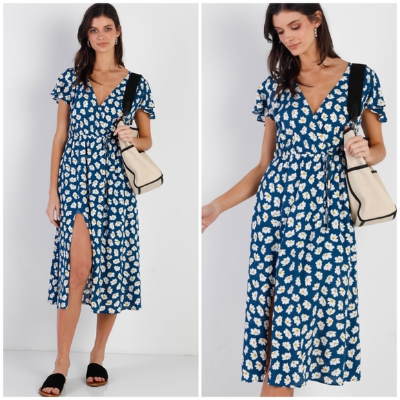 Sugarlips Dresses & Skirts - LAST ONE❗️SUGAR+LIPS Boho Chic Feminine Dark Teal Floral Midi Dress